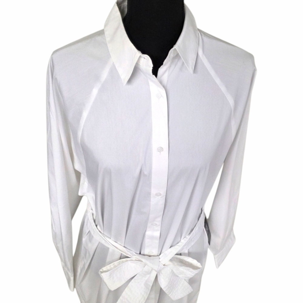 EXPRESS Boyfriend Poplin Mini Portofino Shirt Dress - Picture 8 of 16